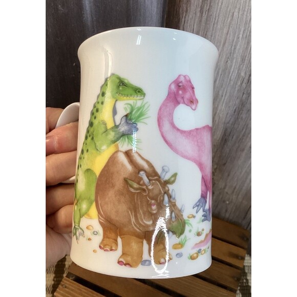 Dunoon Cherry Denman Dinosaurs Mug Triceratops & T Rex Fine Bone China Coffee - Picture 2 of 10
